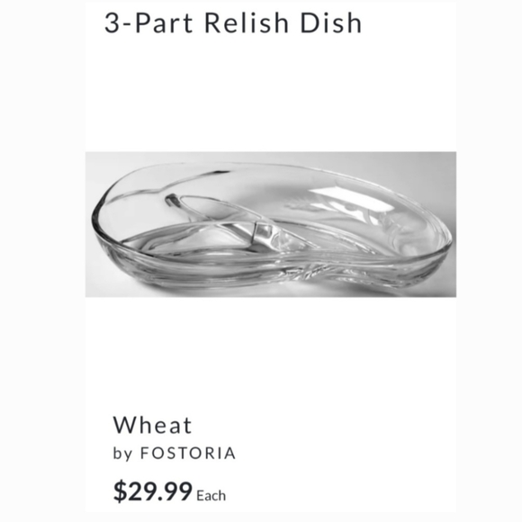 MCM Fostoria "Wheat" 3-part Clear Glossy Serving Dish - Picture 5 of 7